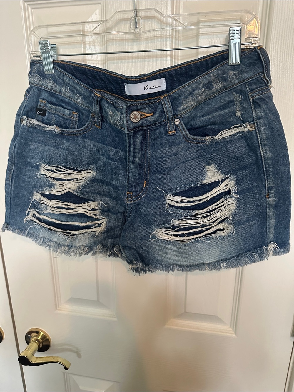 KanCan Ripped Dark Blue Denim Cutoff Shorts